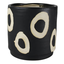 Load image into Gallery viewer, Round Ceramic Cachepot with Circle Motif, Large, Black