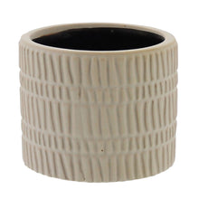 Load image into Gallery viewer, Round Ceramic Cachepot with Textured Lines, Small, Set of 4, White