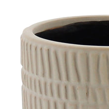 Load image into Gallery viewer, Round Ceramic Cachepot with Textured Lines, Small, Set of 4, White