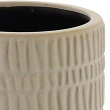 Load image into Gallery viewer, Round Ceramic Cachepot with Textured Lines, Small, Set of 4, White