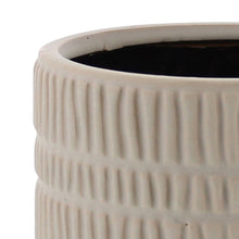 Load image into Gallery viewer, Round Ceramic Cachepot with Textured Lines, Large, Set of 4, White
