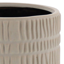 Load image into Gallery viewer, Round Ceramic Cachepot with Textured Lines, Large, Set of 4, White