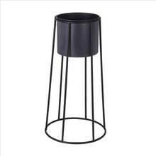 Load image into Gallery viewer, Metal Round Planter with Round Base, Set of 2, Black and Gray