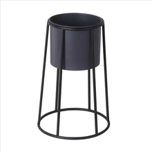 Load image into Gallery viewer, Metal Round Planter with Round Base, Set of 2, Black and Gray