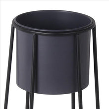 Load image into Gallery viewer, Metal Round Planter with Round Base, Set of 2, Black and Gray