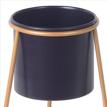 Load image into Gallery viewer, Metal Round Planter with Triangle Base, Set of 2, Gold and Gray