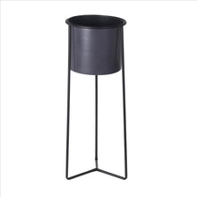 Load image into Gallery viewer, Metal Round Planter with Y Shape Base, Set of 2, Black and Gray