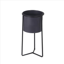 Load image into Gallery viewer, Metal Round Planter with Y Shape Base, Set of 2, Black and Gray
