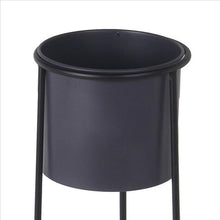 Load image into Gallery viewer, Metal Round Planter with Y Shape Base, Set of 2, Black and Gray