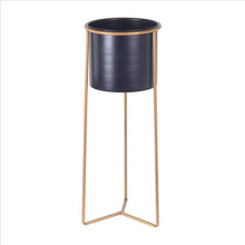 Load image into Gallery viewer, Metal Round Planter with Y Shape Base, Set of 2, Gold and Gray