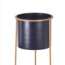 Load image into Gallery viewer, Metal Round Planter with Y Shape Base, Set of 2, Gold and Gray