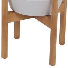 Load image into Gallery viewer, Metal Planter with Round Wooden Legs, Set of 2, White and Brown