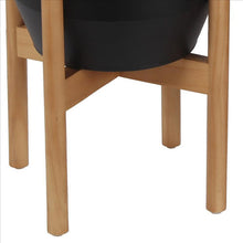 Load image into Gallery viewer, Metal Planter with Round Wooden Legs, Set of 2, Black