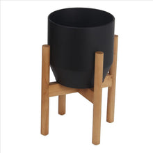 Load image into Gallery viewer, Metal Planter with Round Wooden Legs, Set of 2, Black