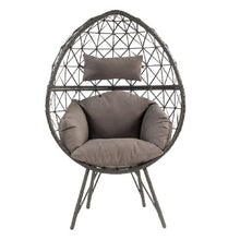 Load image into Gallery viewer, Patio Lounge Chair with Wicker Geometric Pattern, Black