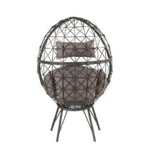 Load image into Gallery viewer, Patio Lounge Chair with Wicker Geometric Pattern, Black