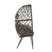 Load image into Gallery viewer, Patio Lounge Chair with Wicker Geometric Pattern, Black