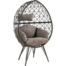 Load image into Gallery viewer, Patio Lounge Chair with Wicker Geometric Pattern, Black