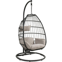 Load image into Gallery viewer, Patio Hanging Chair with Wicker Lattice Frame, Black