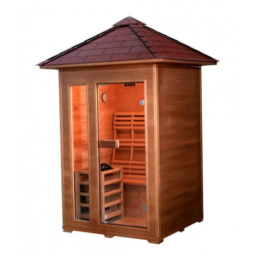 Bristow 2-Person Outdoor Traditional Sauna w/ Window 200D2 - Front Off-Center View