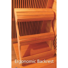 Load image into Gallery viewer, Burlington 2-Person Outdoor Infrared Sauna 200D - Close Up Of Ergonomic Backrest