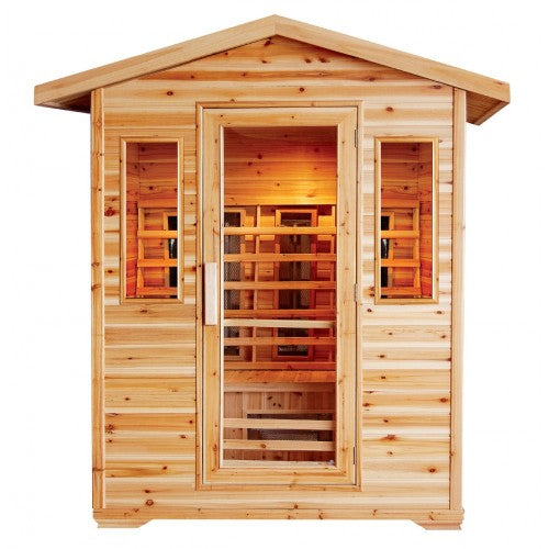 Cayenne 4-Person Outdoor Infrared Sauna 400D - Front And Center View