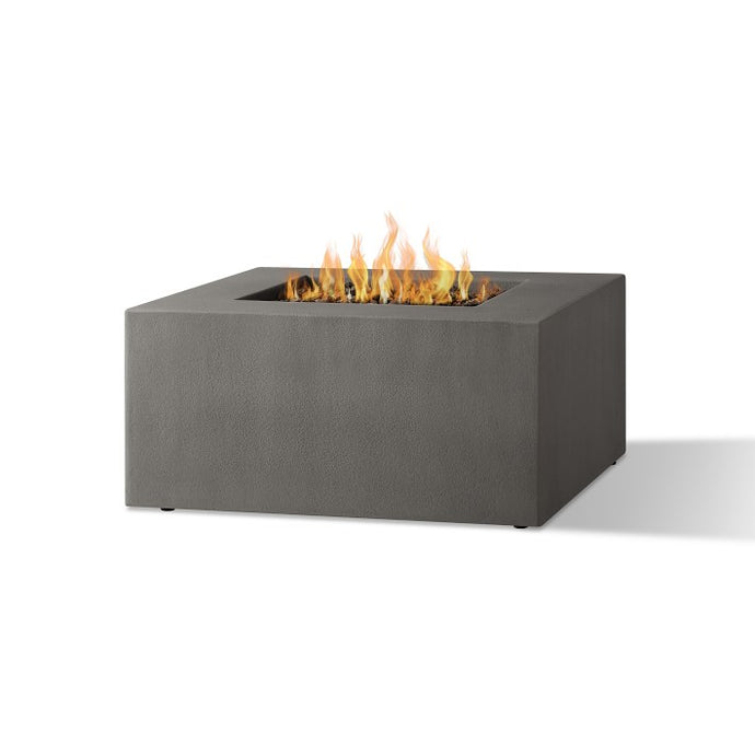 Havana Casual Square Fire Table - Carbon - Full Frontal Off-Center View - With Fire Lit
