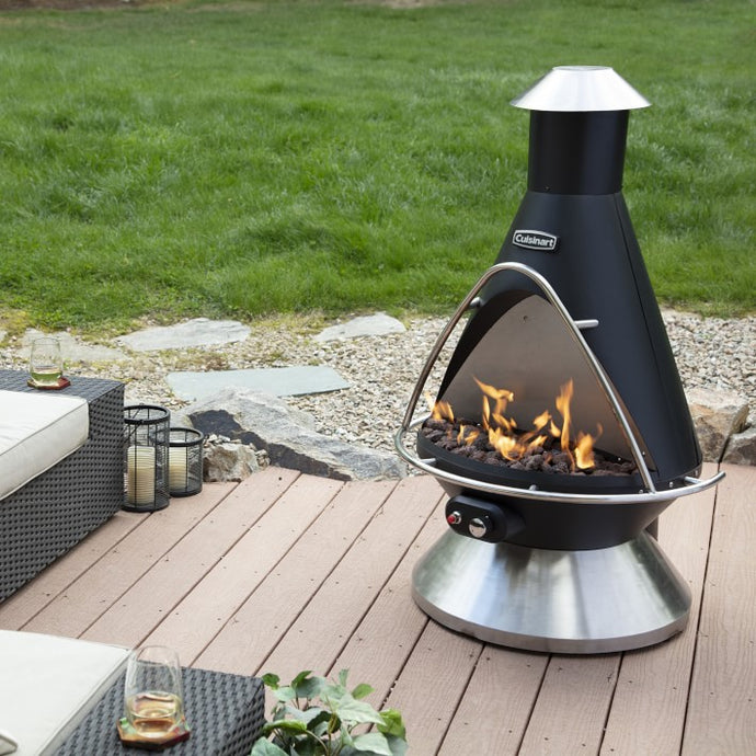 Cuisinart Chimenea Style Propane Fire Pit - Front, Off-Center View