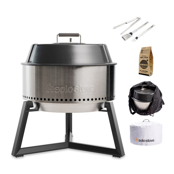 Solo Stove Grill Ultimate Bundle - Showing Off The Grill With Stand And Cover, Grill Utensils, Grill Pack, Grill Cover Protective Bag, And Grill Protective Bag