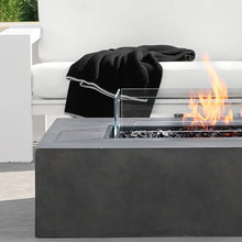 Load image into Gallery viewer, EcoSmart Fire Table Wharf 65 - Natural - Half Fire Table With Outdoor Couch Behind