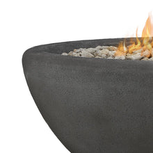 Load image into Gallery viewer, Banff Oval Fire Bowl - Shale - Close Up On Edge To Show Texture and Clean Lines - With Fire Lit