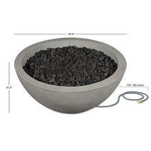 Load image into Gallery viewer, Havana Fire Bowl in Shade Color - Front / Top View With Dimensions
