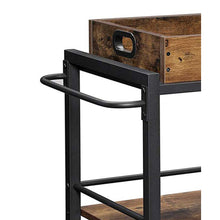 Load image into Gallery viewer, Tray Top Wooden Kitchen Cart with 2 Shelves and Casters, Brown and Black