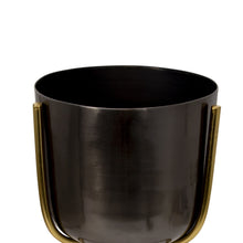 Load image into Gallery viewer, Round Metal Planter with Tripod Base, Large, Silver and Gold