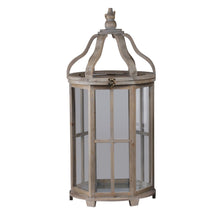 Load image into Gallery viewer, Temple Design Wooden Lantern with Rope Hanger, Set of 2, Gray