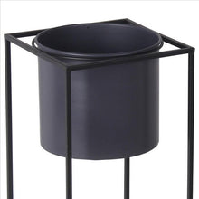 Load image into Gallery viewer, Metal Round Planter with Square Base, Set of 2, Black and Gray