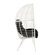 Load image into Gallery viewer, Wicker Patio Lounge Chair with Angled Metal Legs, White