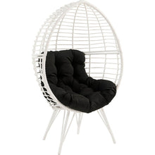 Load image into Gallery viewer, Wicker Patio Lounge Chair with Angled Metal Legs, White