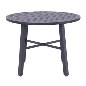Outdoor Dining Table with Round Slatted Top, Black