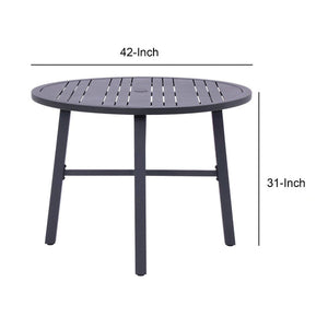 Outdoor Dining Table with Round Slatted Top, Black