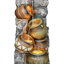 Load image into Gallery viewer, Polyresin Frame Fountain with Leveled Pot Pitchers, Gray and Brown