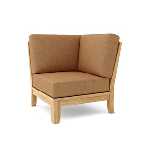 Riviera Luxe Corner Modular w/ Cushion - Teak - Front View On White Background