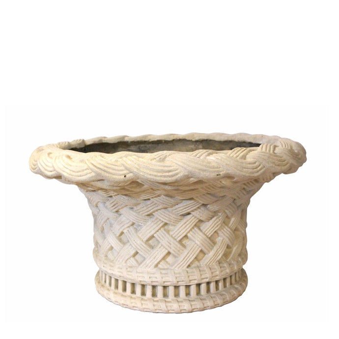 Victoria Planter - Natural White Limestone in Round Shape - Front View on White Background