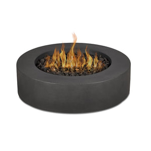 Avila 43" Round Propane Fire Table - Carbon - Full Front / Top View - With Fire