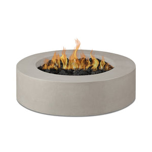 Avila 43" Round Propane Fire Table - Flint - Full Front / Top View - With Fire