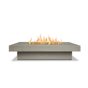 Novato 60" Rectangle Propane Fire Table - Flint - Full Frontal View - Fire Lit