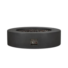 Load image into Gallery viewer, Avila 43&quot; Round Propane Fire Table - Carbon - Full Rear View Showing Off The Ignition Button - Fire Unlit