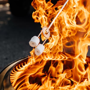 Solo Stove Bonfire Fire Pit & Stand - Close Up On Marshmallows On A Stick Over A Large Fire