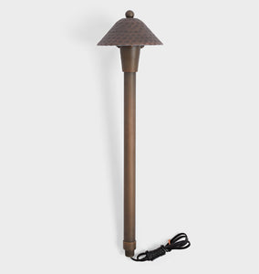 Saratoga LED Dark Bronze Single Path Light - Full Frontal View
