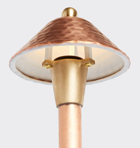 Saratoga LED Copper Path Light - Close Up On Hood